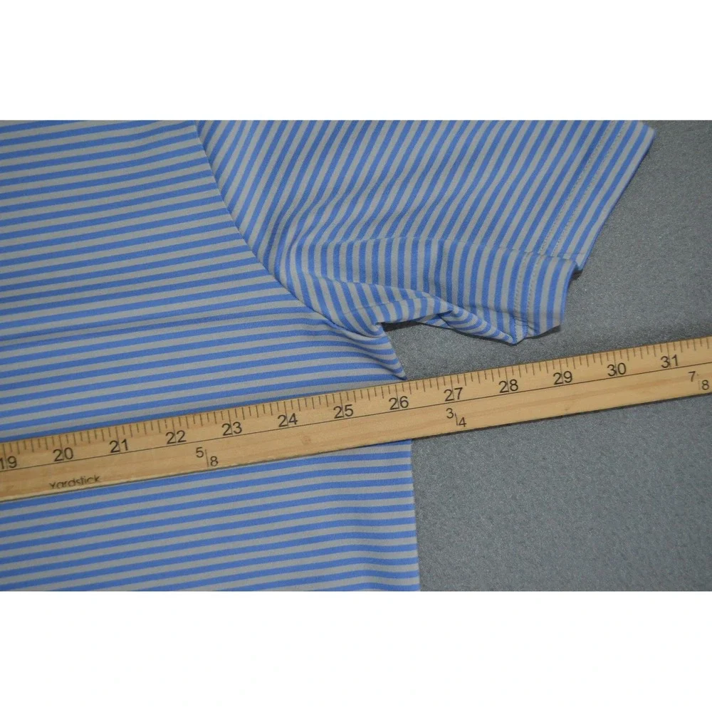 Ralph Lauren RLX Shirt Mens XL Blue Gray Striped Performance Stretch Golf Causal